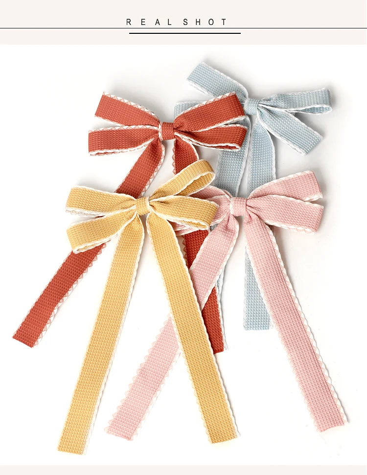 Girls Baby Solid Ribbon Hair Clips Headbands Children Fashion Casual Elastic Dressy Lacy Cute Bows Hairpin Hair Accessories