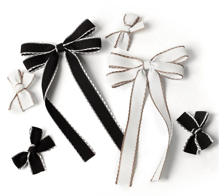 Girls Baby Solid Ribbon Hair Clips Headbands Children Fashion Casual Elastic Dressy Lacy Cute Bows Hairpin Hair Accessories