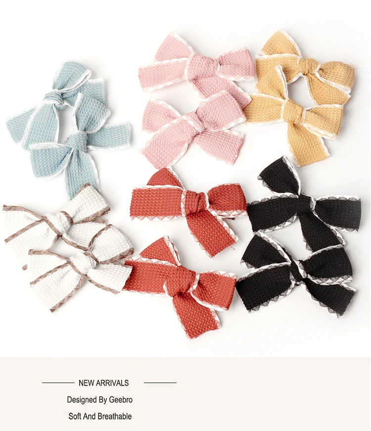 Girls Baby Solid Ribbon Hair Clips Headbands Children Fashion Casual Elastic Dressy Lacy Cute Bows Hairpin Hair Accessories