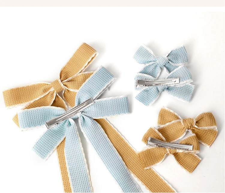 Girls Baby Solid Ribbon Hair Clips Headbands Children Fashion Casual Elastic Dressy Lacy Cute Bows Hairpin Hair Accessories