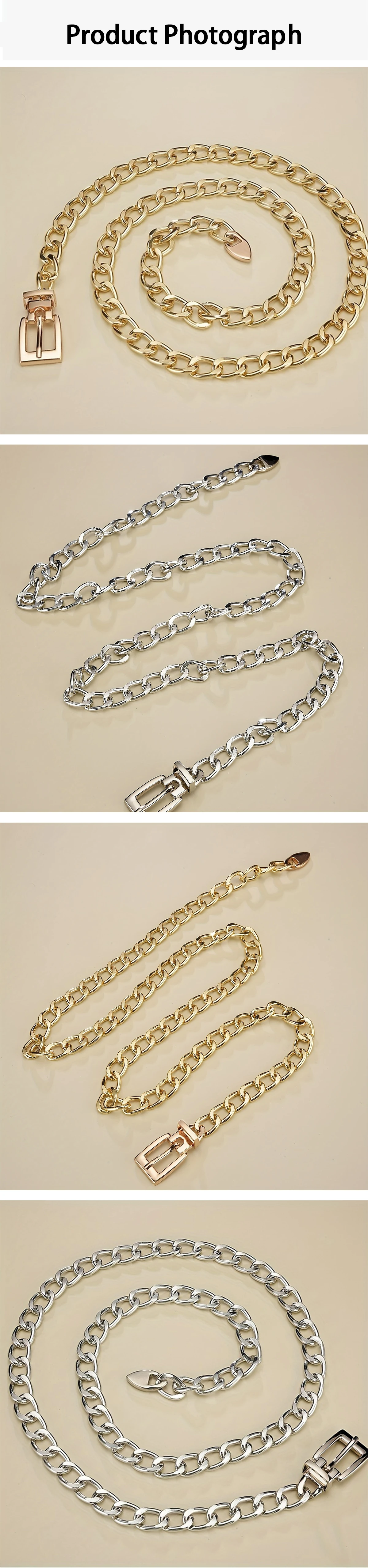 Women's Belt Fashion Metal Waist Chain Street Hip Hop Punk Denim Men's Belt