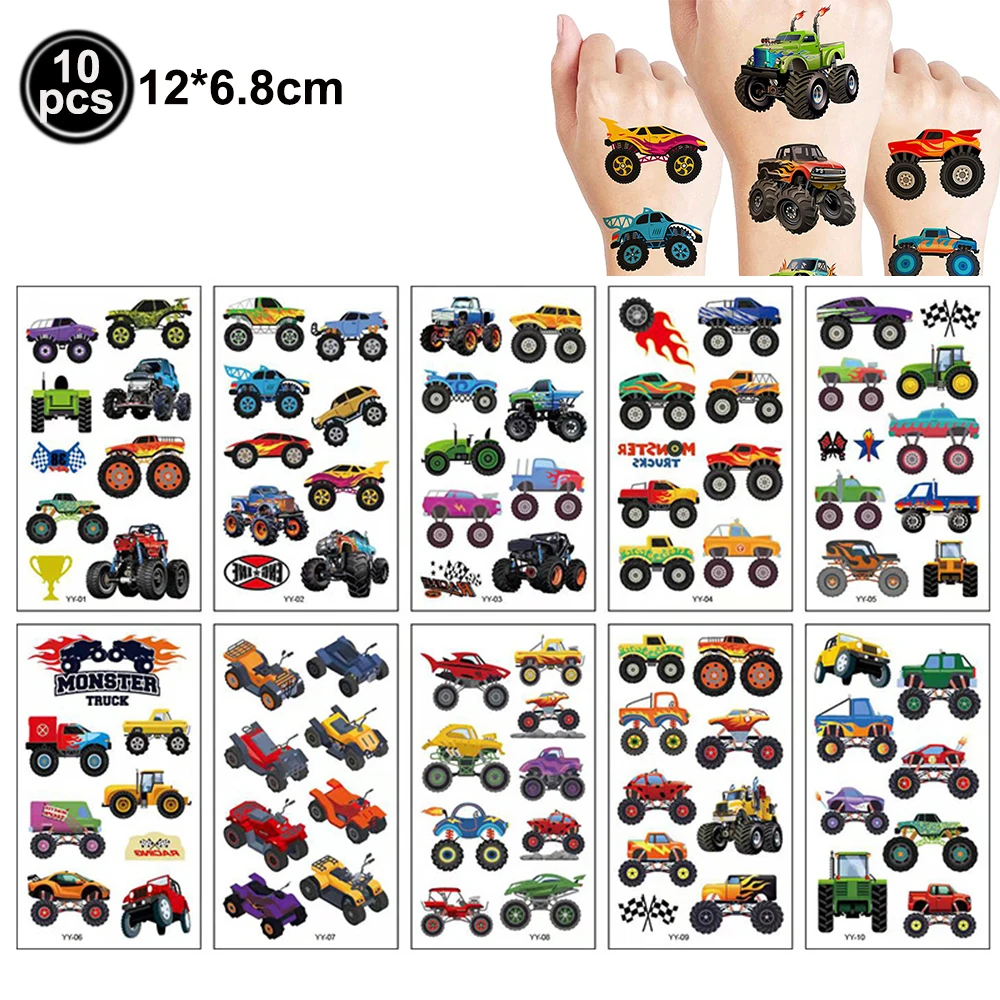 Monster Truck Happy Birthday Cake Topper Racing Car Black And White Checkered Flag Cake Decor Monster Truck Party Supplies