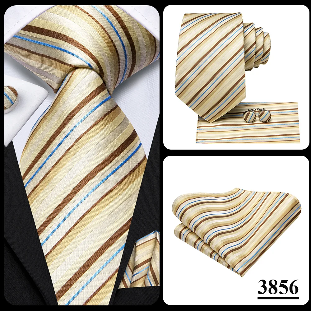 Champagne Floral Paisley Elegant Tie For Men Groom Wedding Yellow Gray Men Necktie Hankerchief Cufflink Accessory Wholesale silk