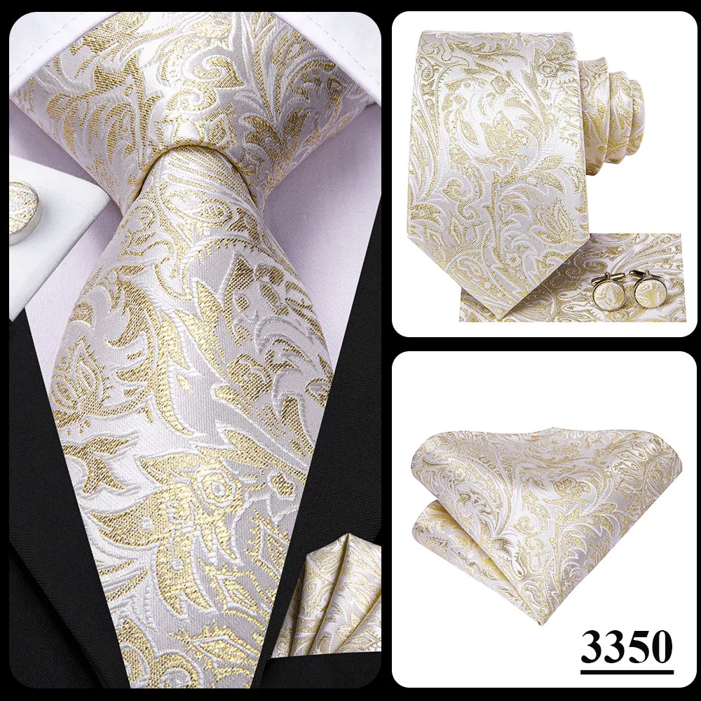 Champagne Floral Paisley Elegant Tie For Men Groom Wedding Yellow Gray Men Necktie Hankerchief Cufflink Accessory Wholesale silk