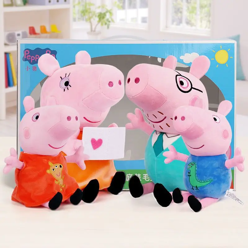 Hot Sale Peppa Pig Plush Toys George Pig Daddy Pig Mom George Dinosaur Family Pig Soft Plush Toys Kid's Gifts Can Be Sent Away