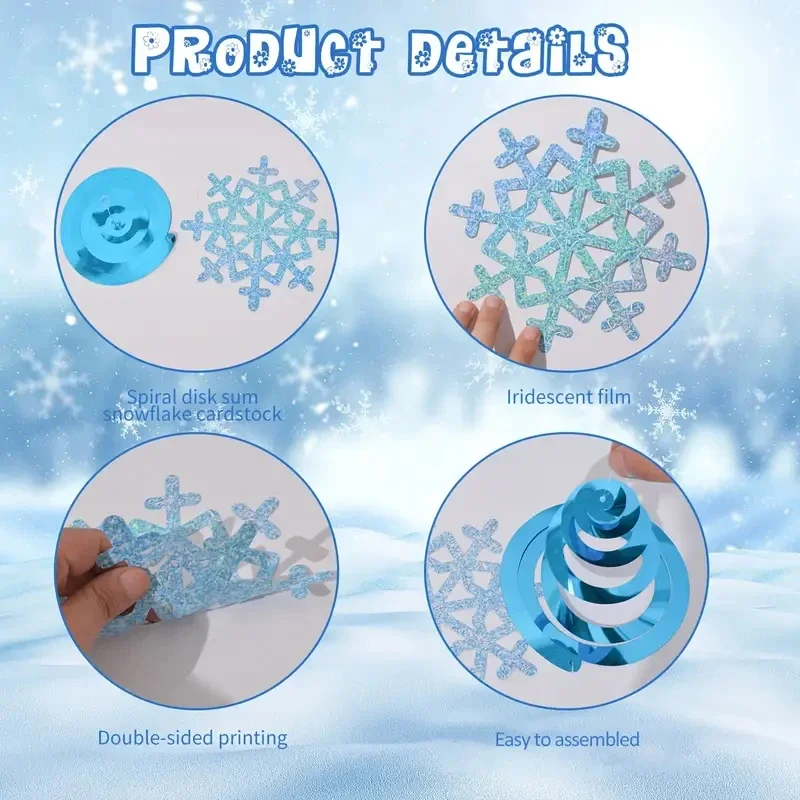 Snowflake Hanging Decorations Birthday Flag Christmas Snowflake Hanging String Winter Carnival Ice Snow Theme Party Background