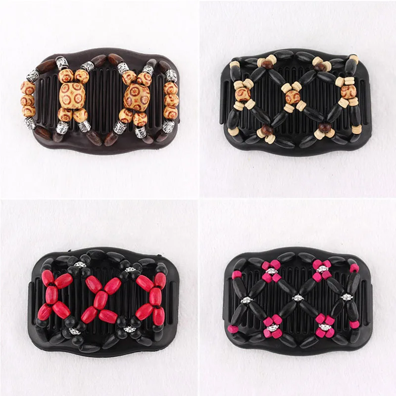 Four Seasons Fashion Magic Hair Comb For Women Ponytail Bun Holder Hair-style DIY Hair Clips Beaded Claw Disc Accessories Tools
