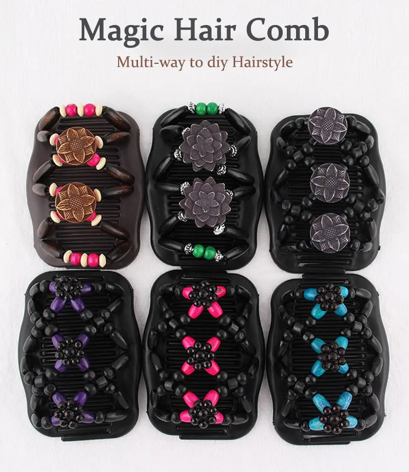 Four Seasons Fashion Magic Hair Comb For Women Ponytail Bun Holder Hair-style DIY Hair Clips Beaded Claw Disc Accessories Tools