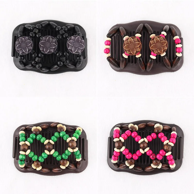 Four Seasons Fashion Magic Hair Comb For Women Ponytail Bun Holder Hair-style DIY Hair Clips Beaded Claw Disc Accessories Tools
