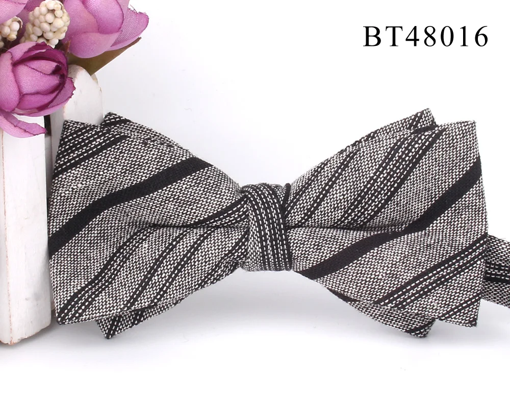 Cotton Bowtie For Groom Fashion Striped Bow tie For Men Women Beige Brown Bow knot Adult Plaid Bow Ties Cravat Groomsmen Bowties