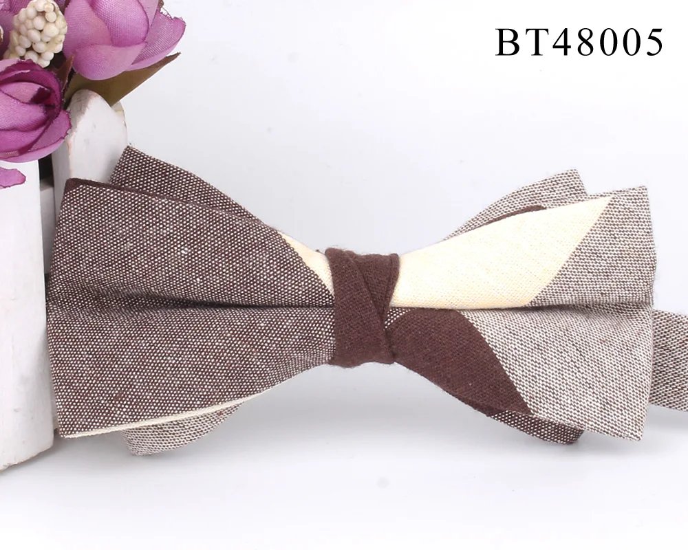 Cotton Bowtie For Groom Fashion Striped Bow tie For Men Women Beige Brown Bow knot Adult Plaid Bow Ties Cravat Groomsmen Bowties