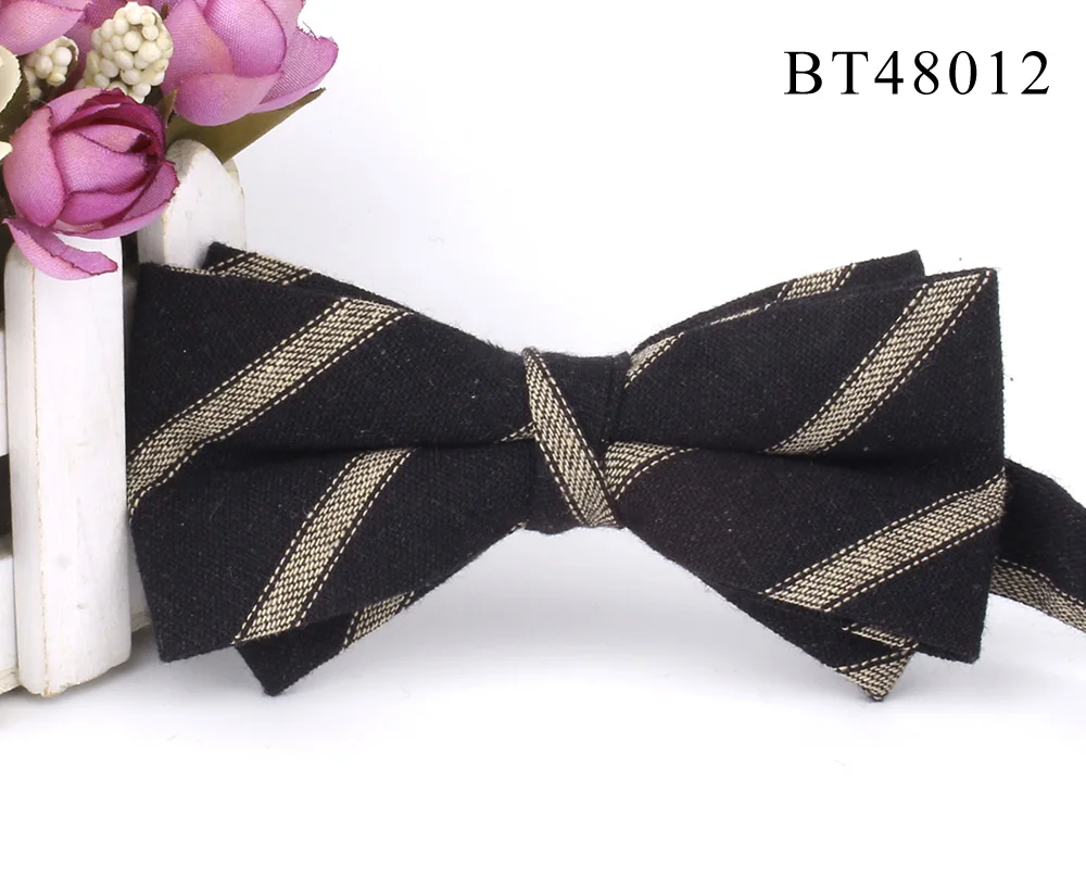 Cotton Bowtie For Groom Fashion Striped Bow tie For Men Women Beige Brown Bow knot Adult Plaid Bow Ties Cravat Groomsmen Bowties