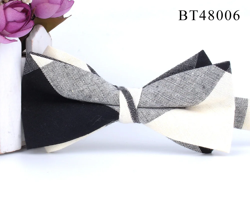 Cotton Bowtie For Groom Fashion Striped Bow tie For Men Women Beige Brown Bow knot Adult Plaid Bow Ties Cravat Groomsmen Bowties