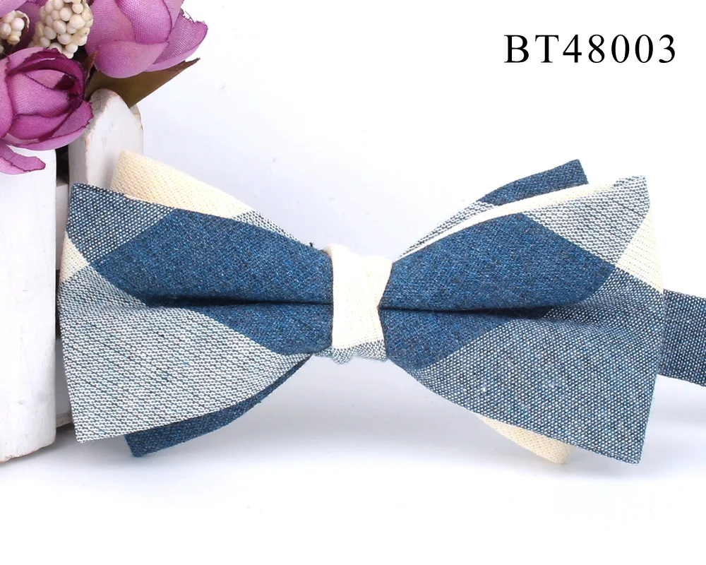 Cotton Bowtie For Groom Fashion Striped Bow tie For Men Women Beige Brown Bow knot Adult Plaid Bow Ties Cravat Groomsmen Bowties