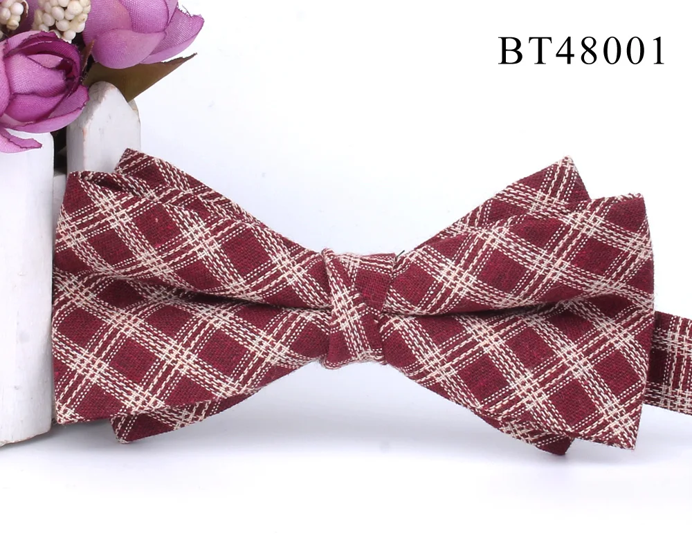 Cotton Bowtie For Groom Fashion Striped Bow tie For Men Women Beige Brown Bow knot Adult Plaid Bow Ties Cravat Groomsmen Bowties