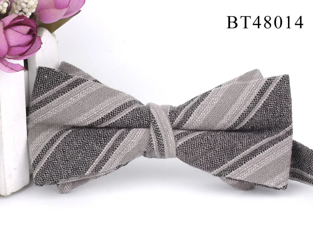 Cotton Bowtie For Groom Fashion Striped Bow tie For Men Women Beige Brown Bow knot Adult Plaid Bow Ties Cravat Groomsmen Bowties