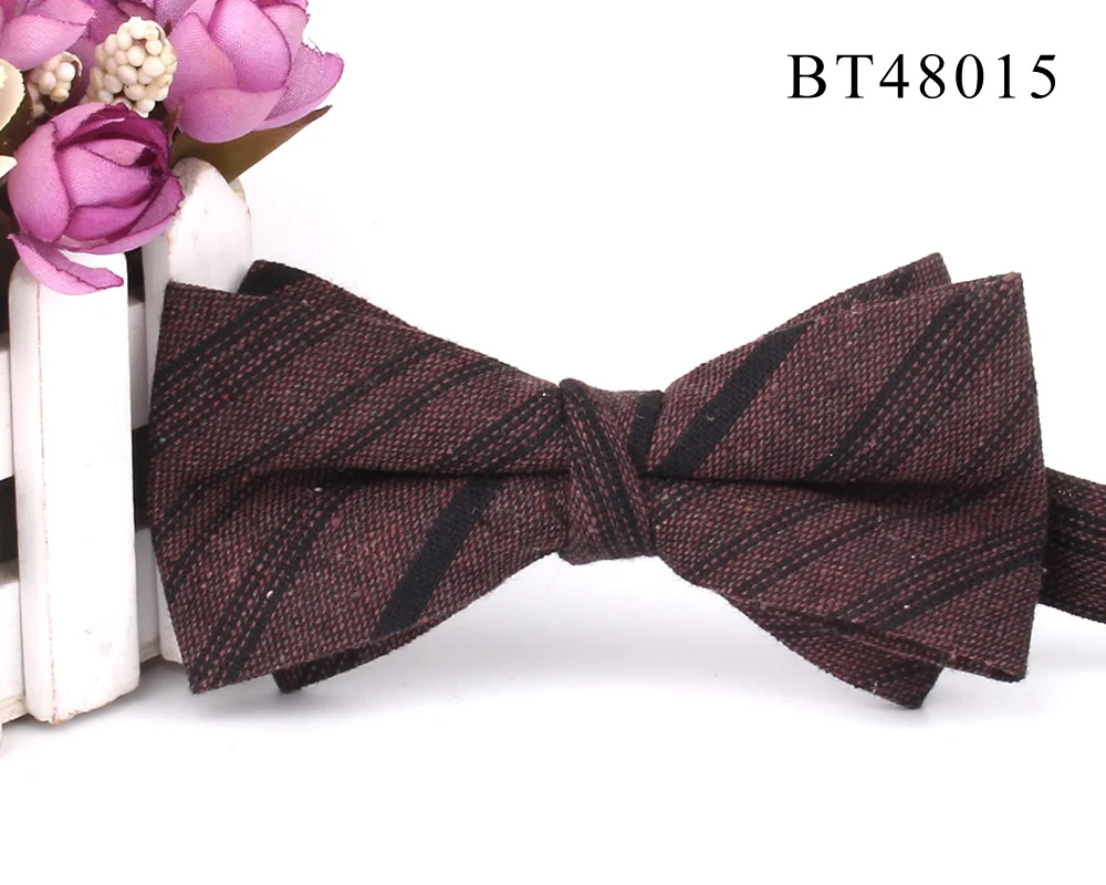 Cotton Bowtie For Groom Fashion Striped Bow tie For Men Women Beige Brown Bow knot Adult Plaid Bow Ties Cravat Groomsmen Bowties
