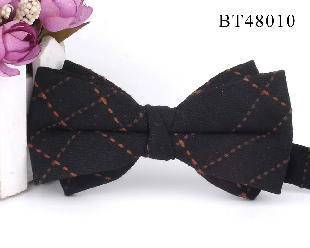 Cotton Bowtie For Groom Fashion Striped Bow tie For Men Women Beige Brown Bow knot Adult Plaid Bow Ties Cravat Groomsmen Bowties