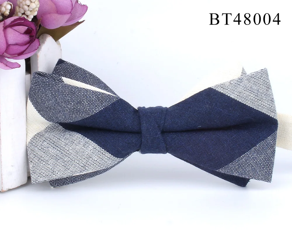 Cotton Bowtie For Groom Fashion Striped Bow tie For Men Women Beige Brown Bow knot Adult Plaid Bow Ties Cravat Groomsmen Bowties
