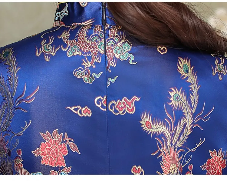 Sexy New Brocade Satin Long Fork Cheongsam Chinese Classic Women's Qipao Elegant Short Sleeve Novelty Wedding Evening Dress 4XL