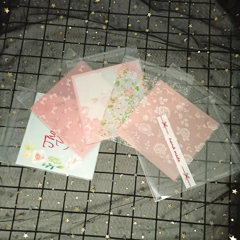 Flower Dot Bow Plastic Bag Wedding Birthday Cookie Candy Gift Packaging Bags OPP Self Adhesive Party Favors Decoration 14x14cm