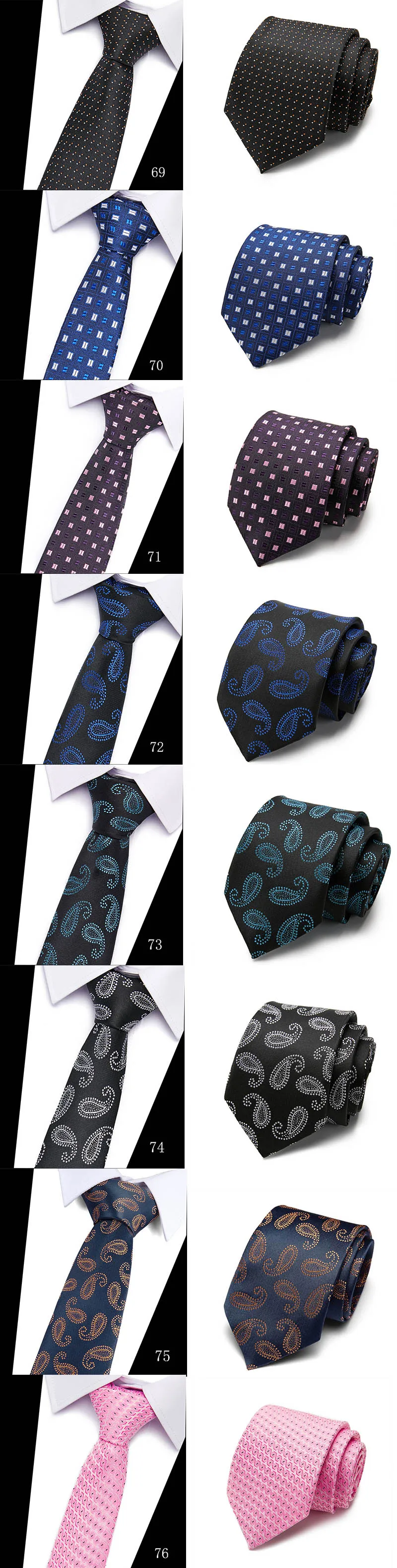 Fashion Men's Colourful Tie Silk Formal Ties Necktie Narrow Slim Skinny Cravate 7.5cm Neckties