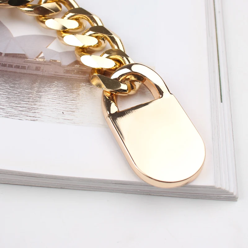 Silver Gold Metal Alloy Waist Belt Long Wide Waist Chain Punk Street Jean Belt Hip Hop Gothic Buckle PIn Adjustable Belt Cinch