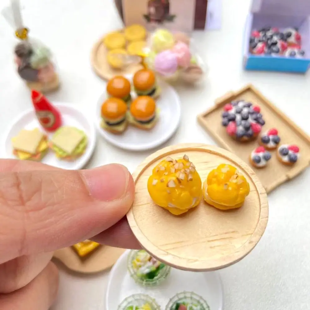 1:12 Miniature Hamburger Mini Fruit Salad Pretend Food for Blyth OB11 BJD Doll House Kitchen Play Toys Accessories