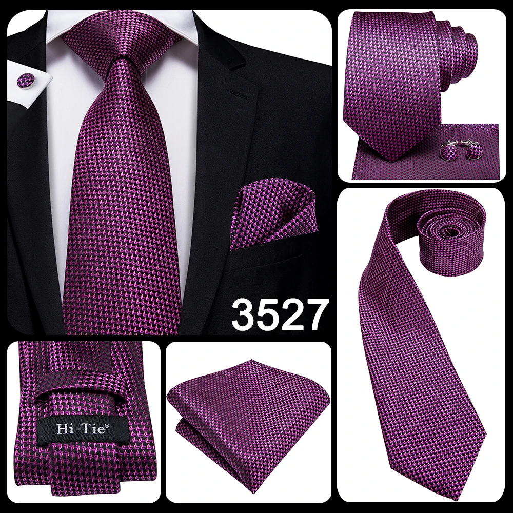 Hi-Tie Designer Purple Floral Striped Paisley Wedding Tie for Men Handky Cufflink Gift Men Tie Party Business Dropshipping