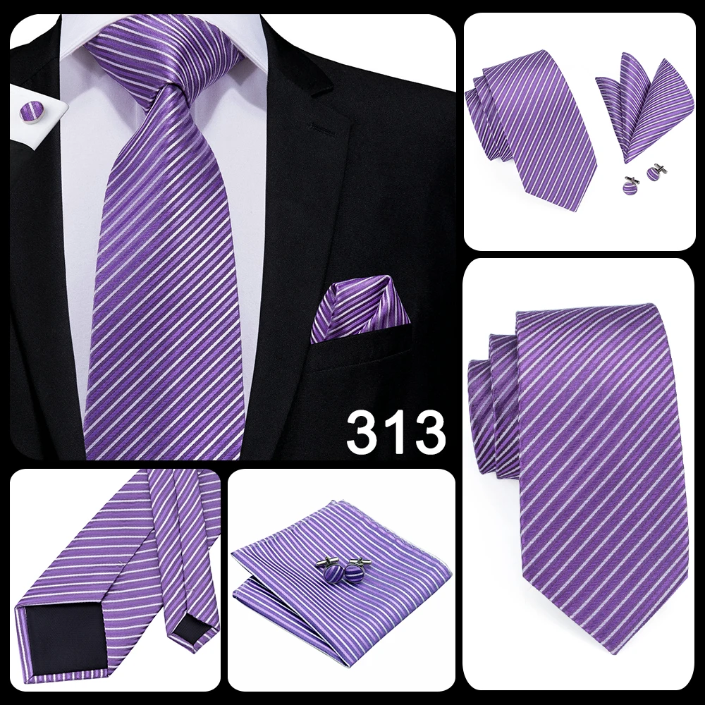 Hi-Tie Designer Purple Floral Striped Paisley Wedding Tie for Men Handky Cufflink Gift Men Tie Party Business Dropshipping