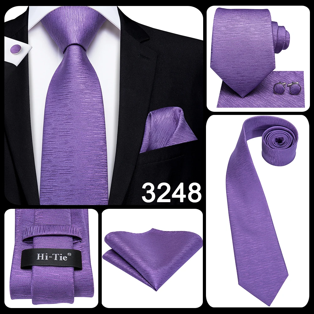 Hi-Tie Designer Purple Floral Striped Paisley Wedding Tie for Men Handky Cufflink Gift Men Tie Party Business Dropshipping