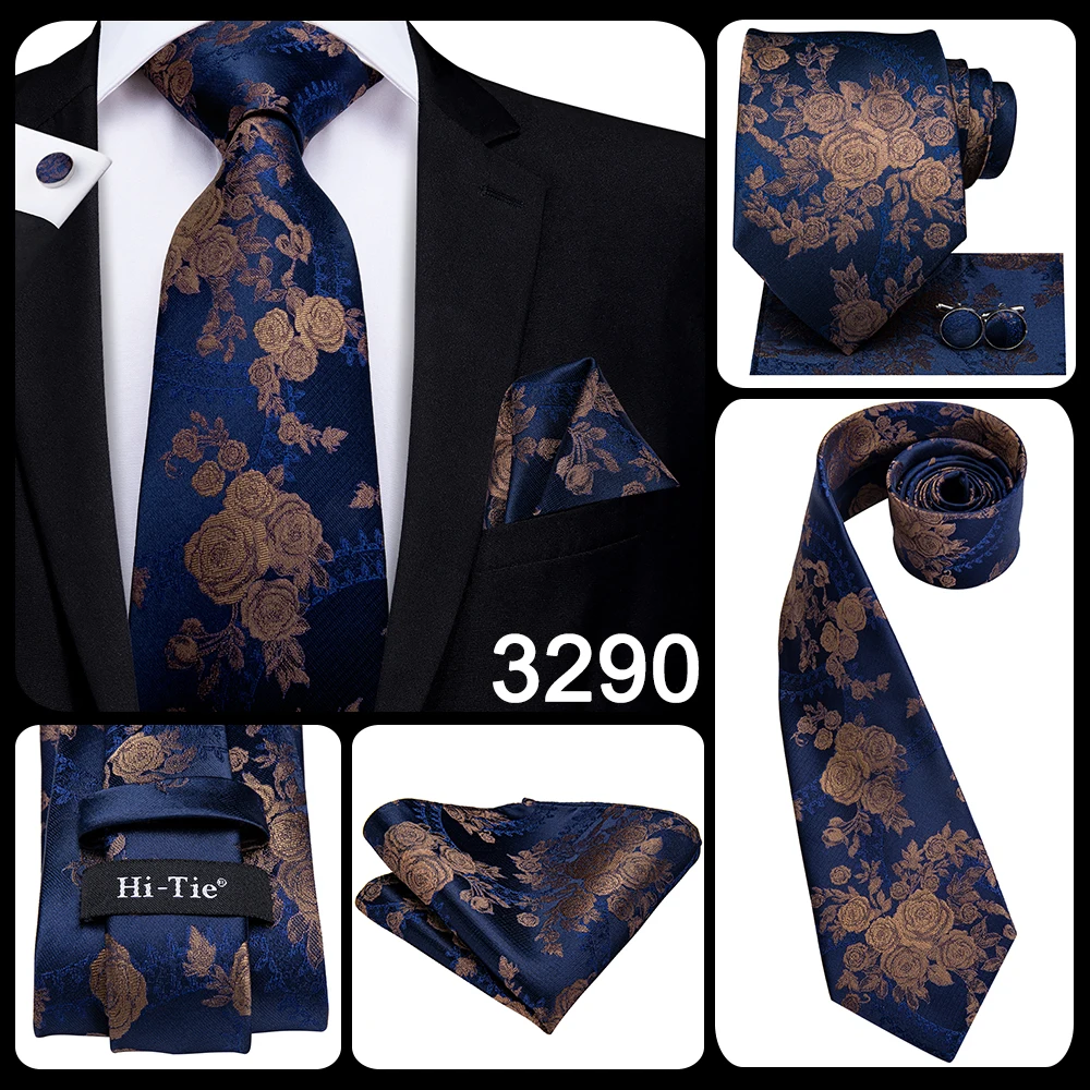 Hi-Tie Designer Purple Floral Striped Paisley Wedding Tie for Men Handky Cufflink Gift Men Tie Party Business Dropshipping
