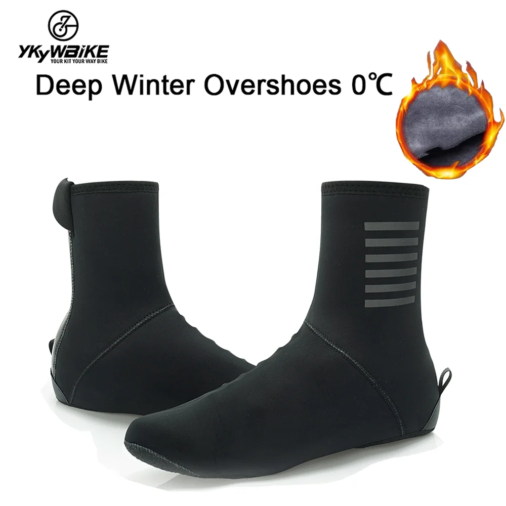 YKYWBIKE Deep Winter Waterproof Cycling Shoe Cover Reflective Thermal Elastic Rainproof Thicker Shoe Cover Cycling Overshoes