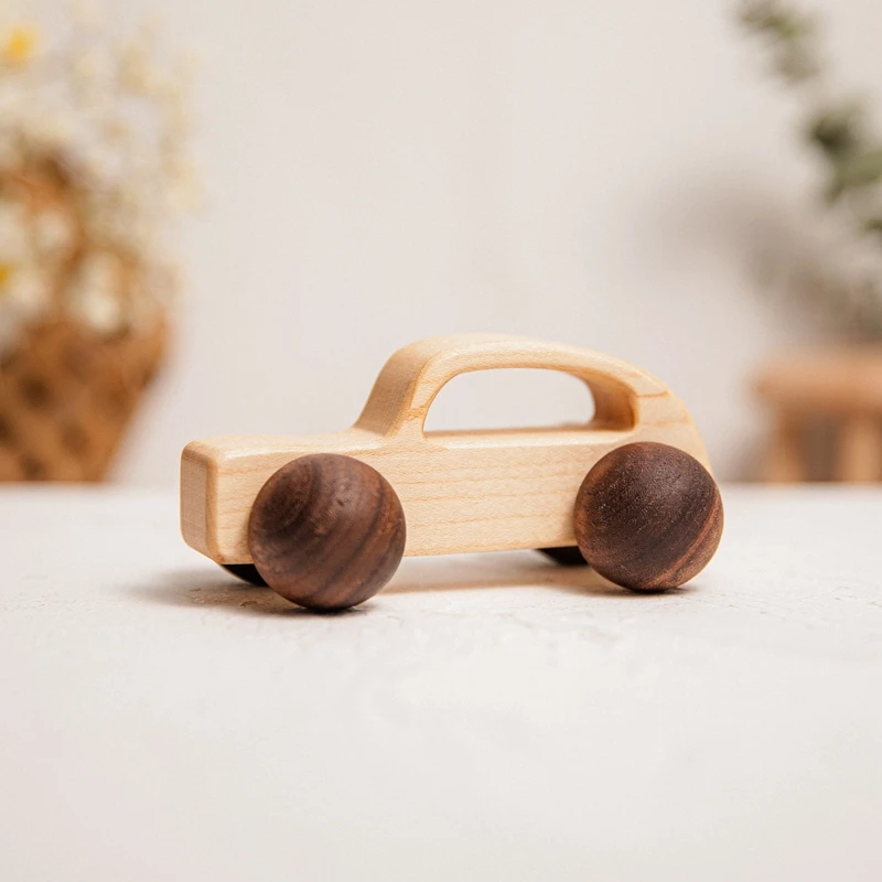 1Pcs Baby Wooden Toys Beech Wood Van Blocks Cartoon Car Montessori Educational Toys Boy Girl Baby 0-12 Months Toys Newborn Gifts