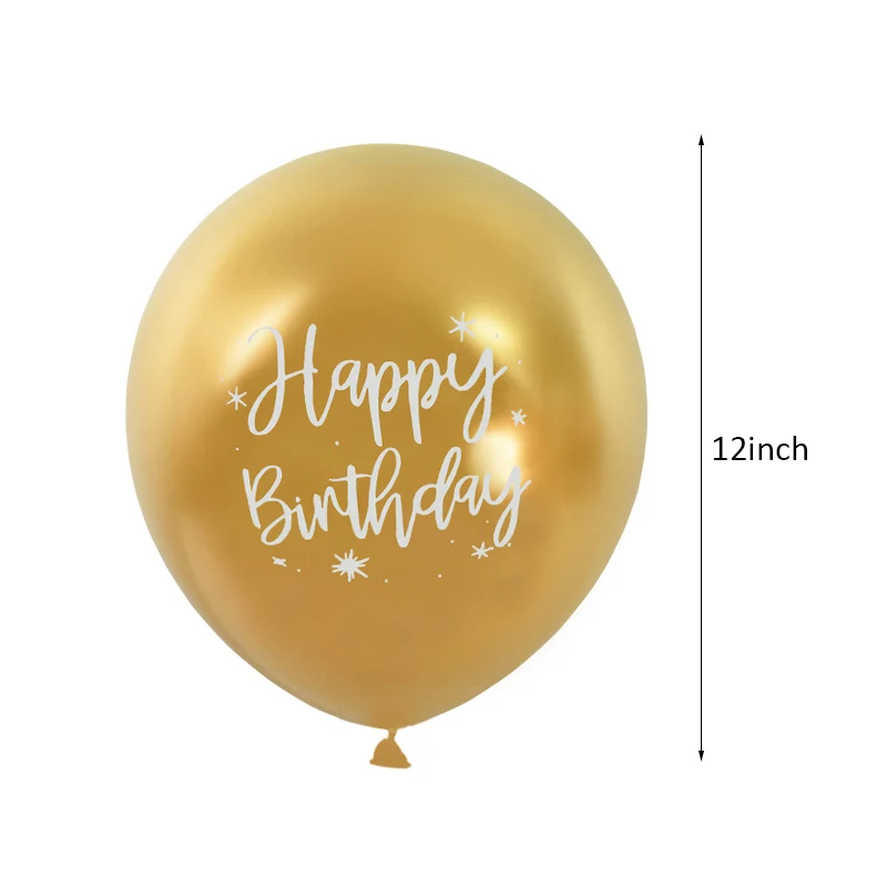 10Pcs 12inch Happy Birthday Balloon Decor Rose Gold Chrome Metallic Latex Balloons For Kids 1st 30th Birthday Party Metal Globos