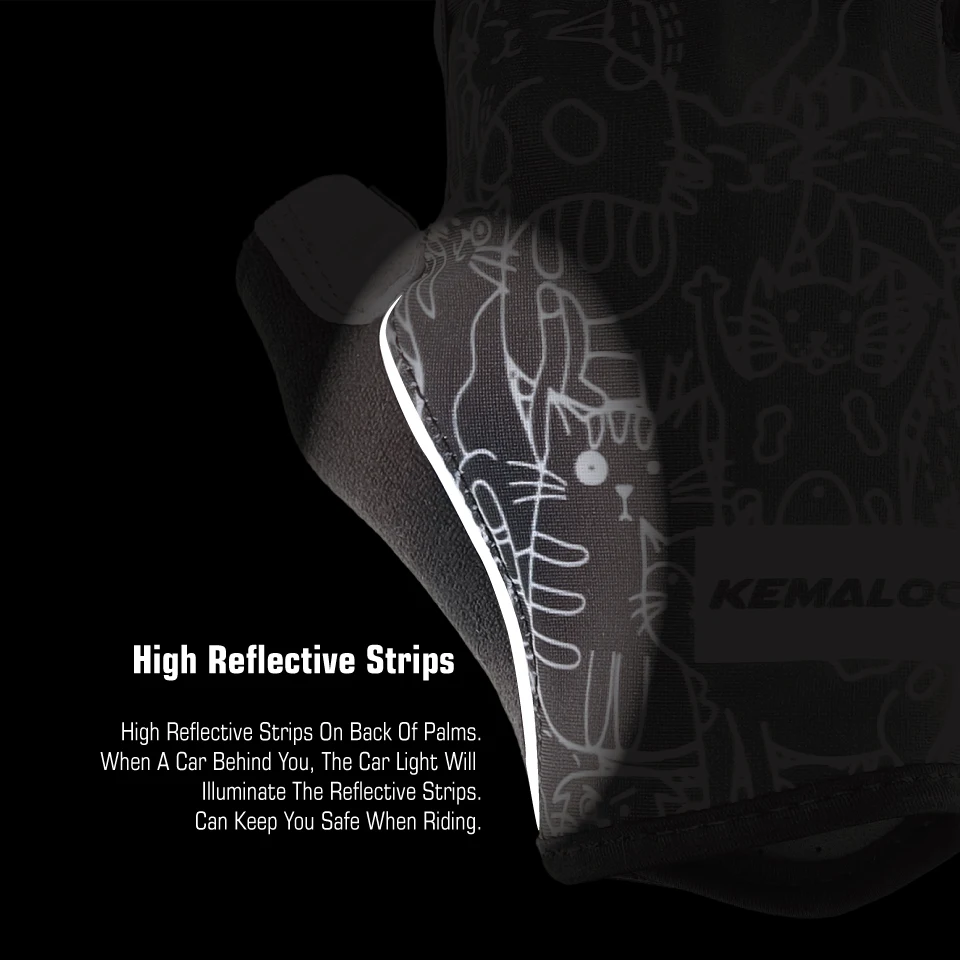 KEMALOCE Cycling Gloves Men Women Road Racing Half Finger Summer Mittens Non-Slip Reflective Outdoor Sport Adult MTB Bike Glove