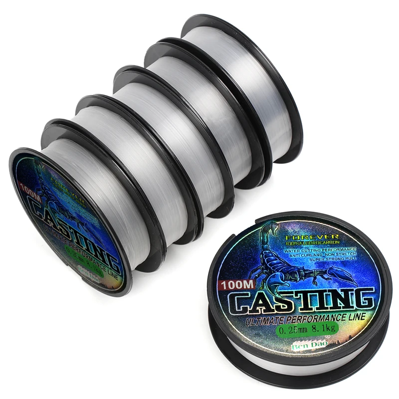 100m Super Strong Nylon Fishing Line Monofilament Fluorocarbon Coated Line Casting Lure Carp Fishing Accessories 0.14mm-0.70mm