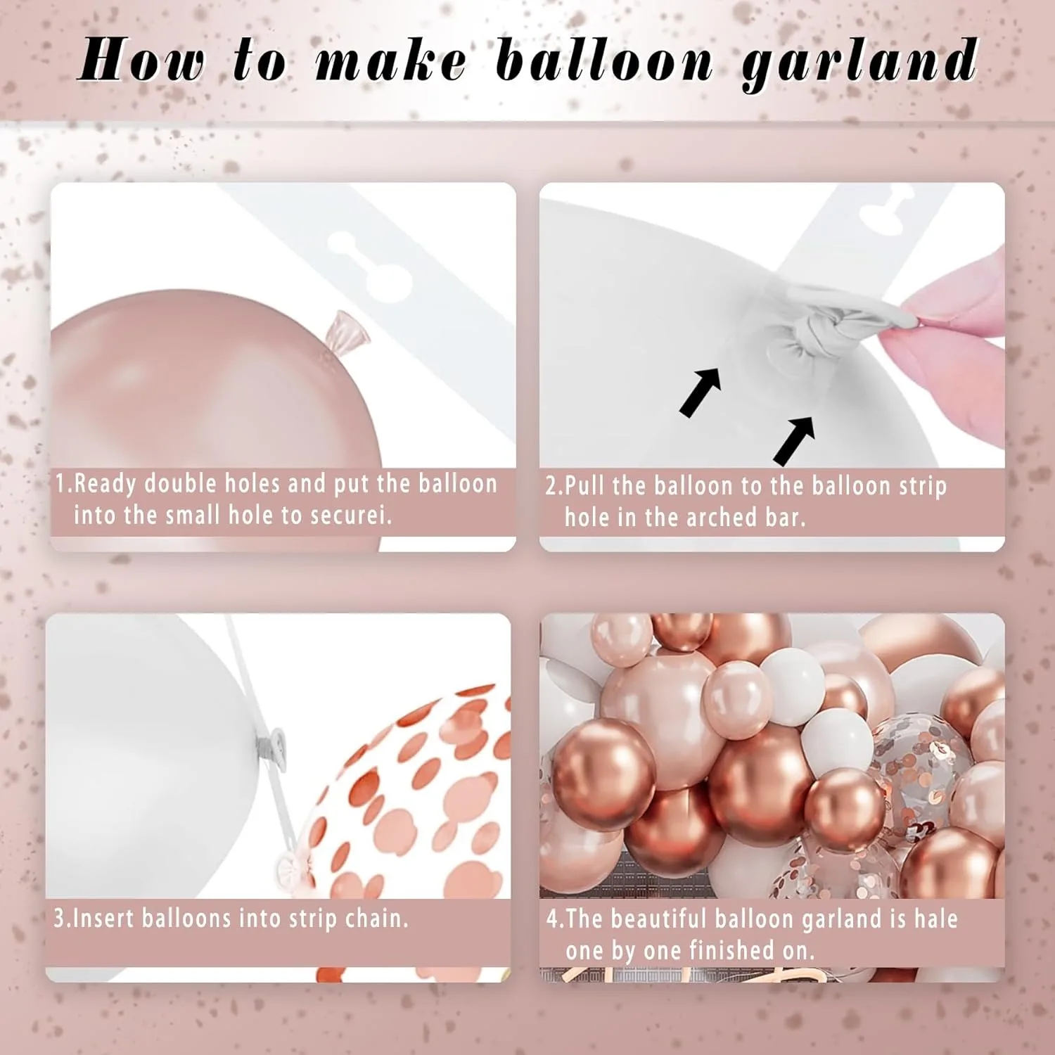 142PCS Rose Gold White Balloons Garland Arch Kit Aluminum Foil Balloons for Baby Shower Ladies Birthday Wedding Party Decor