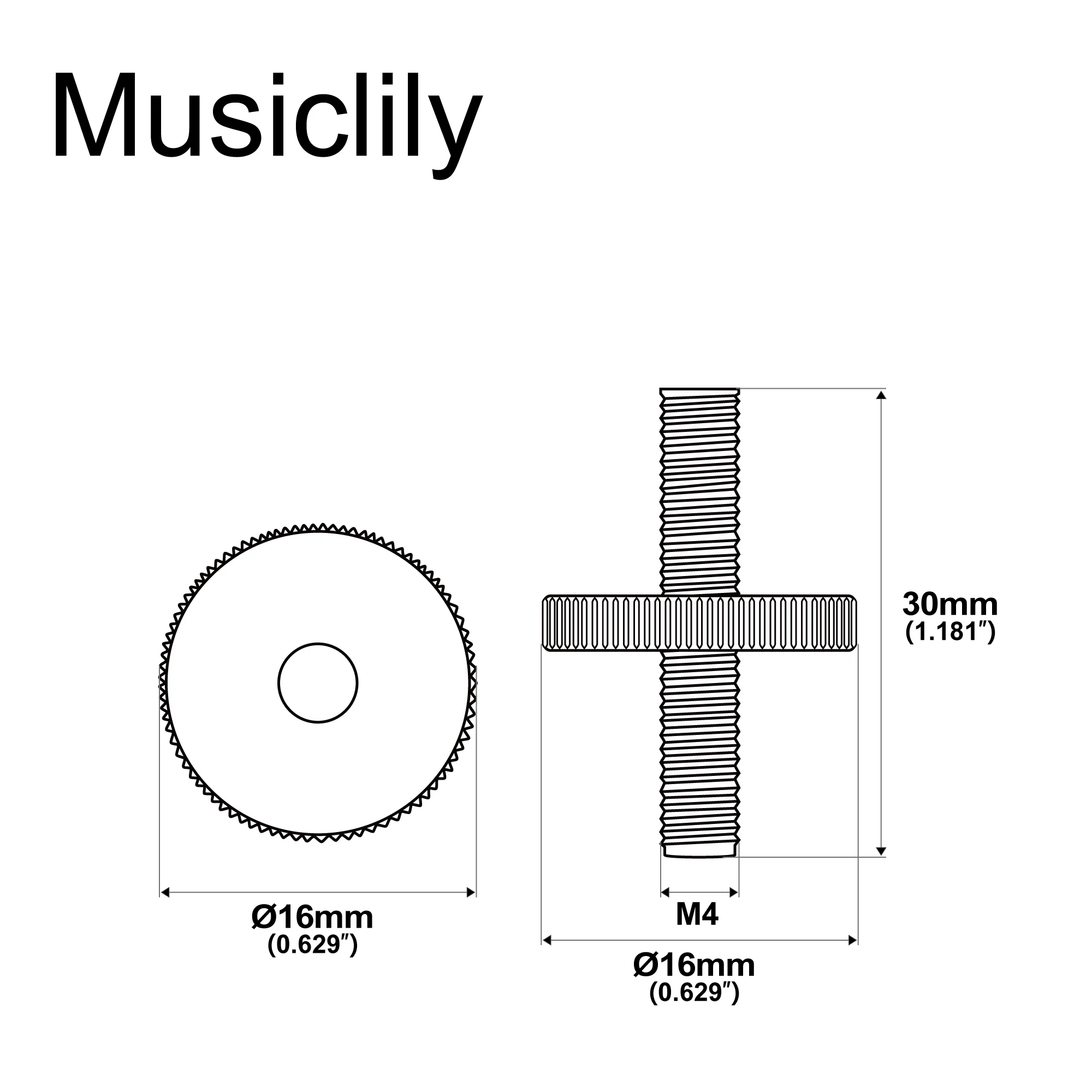 Musiclily Pro Metric Sized ABR-1 Style Tune-o-matic Bridge M4 Mounting Post and Thumbwheel Set for Epiphone LP Guitar (Set of 2)