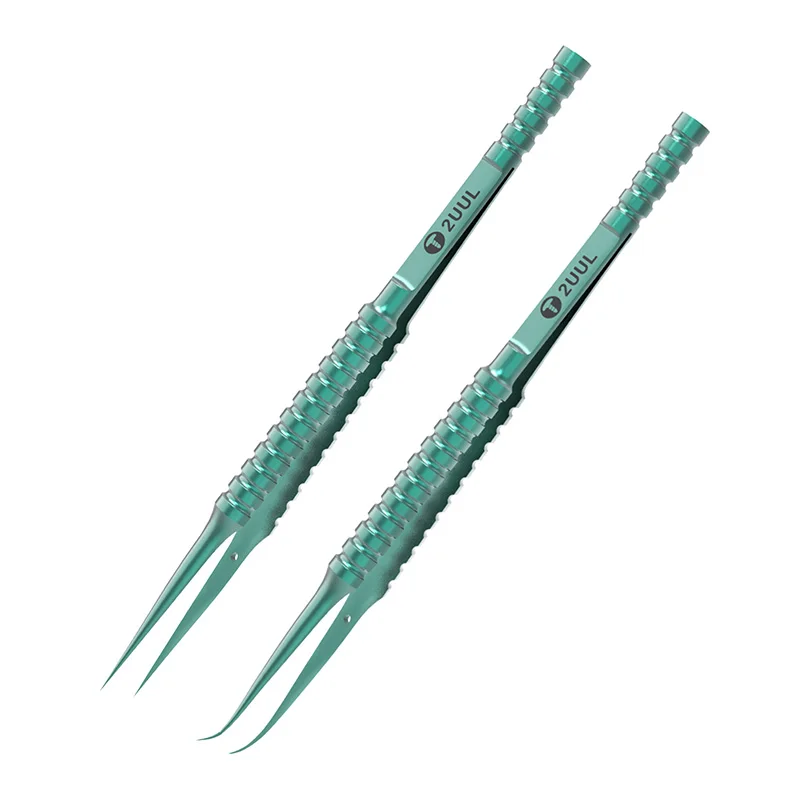 2UUL Titanium Alloy Tweezers BGA IC Chip Flying Wire Repair Forceps Motherboard Precise Electronics Green Tweezers