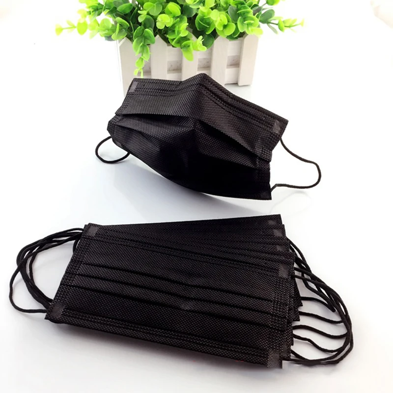 50Pcs Disposable Dust Mask Black Mouth Protection Face Mask Filter Pollen Respirator For Personal 3/2/1 Layer Protective Mask