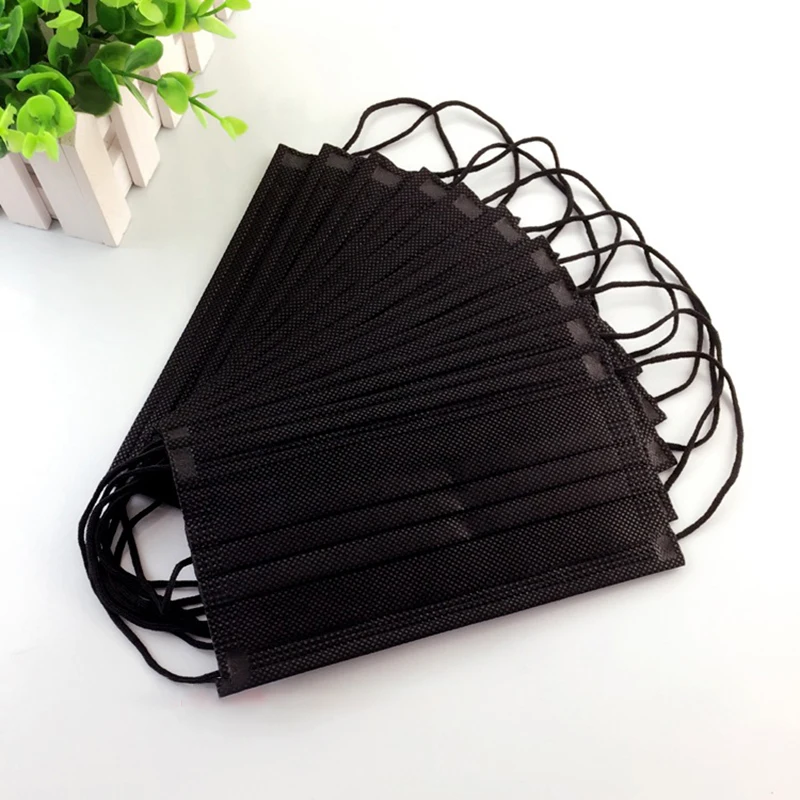 50Pcs Disposable Dust Mask Black Mouth Protection Face Mask Filter Pollen Respirator For Personal 3/2/1 Layer Protective Mask