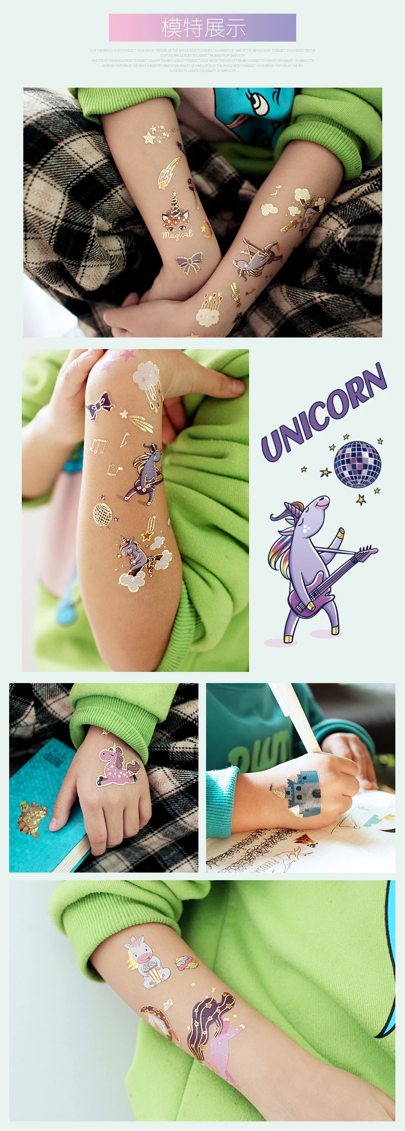 Rocooart Unicorn Tattoo Face Temporary Tattoo Child Tattoo Sticker Body Tatoo For Kids Cute Tattoo Children Tattoos Fake Taty
