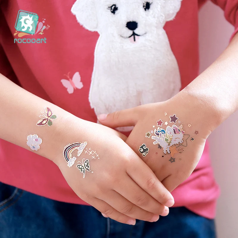 Rocooart Unicorn Tattoo Face Temporary Tattoo Child Tattoo Sticker Body Tatoo For Kids Cute Tattoo Children Tattoos Fake Taty