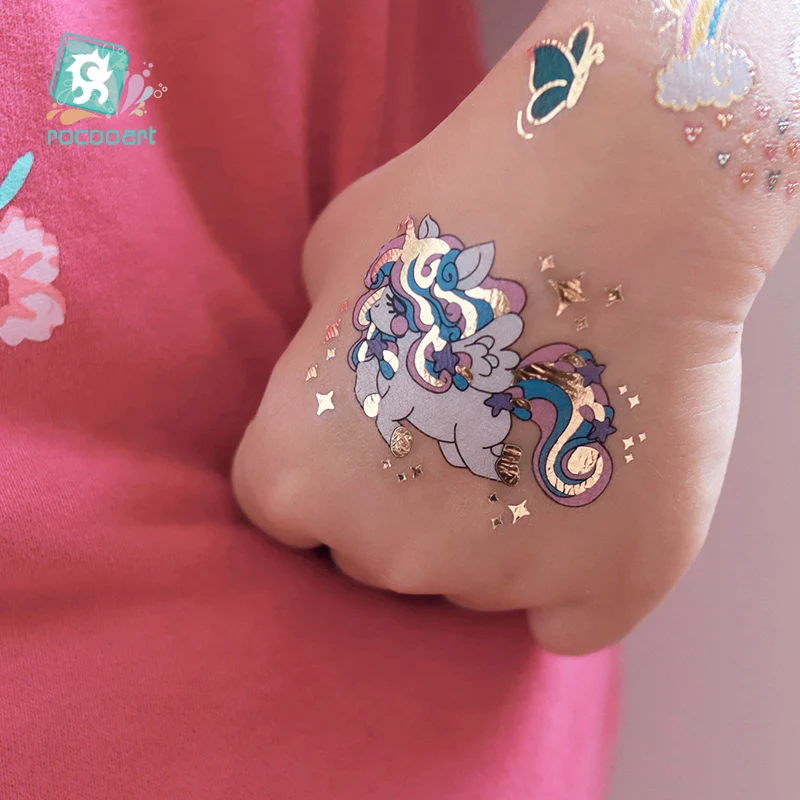 Rocooart Unicorn Tattoo Face Temporary Tattoo Child Tattoo Sticker Body Tatoo For Kids Cute Tattoo Children Tattoos Fake Taty