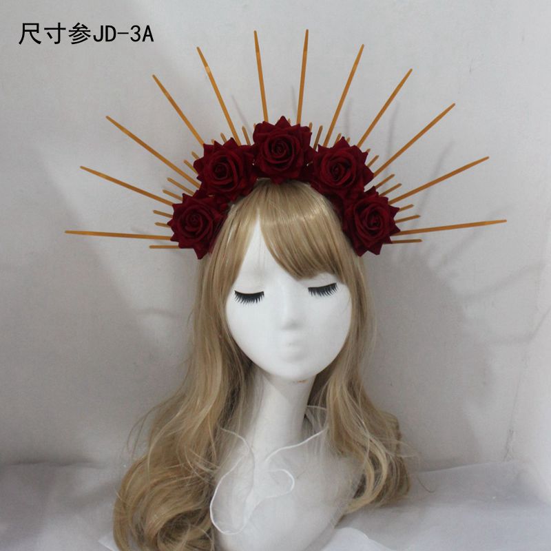 Lolita Headband Halo Headpiece Cosplay Baroque Tiara Crown Women Goddess Mary Sunburst Hair Accessories