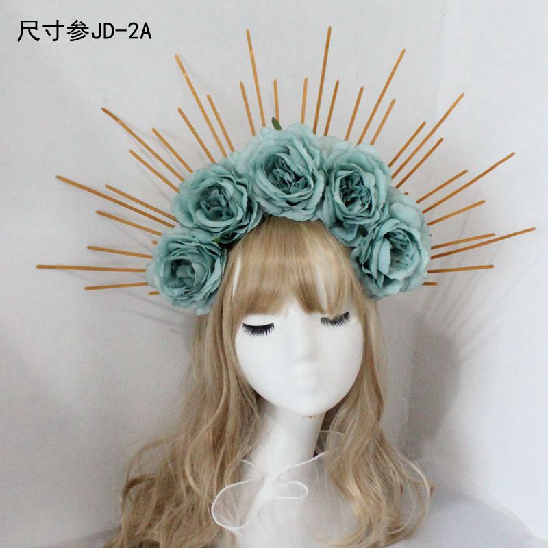Lolita Headband Halo Headpiece Cosplay Baroque Tiara Crown Women Goddess Mary Sunburst Hair Accessories
