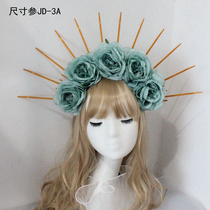 Lolita Headband Halo Headpiece Cosplay Baroque Tiara Crown Women Goddess Mary Sunburst Hair Accessories