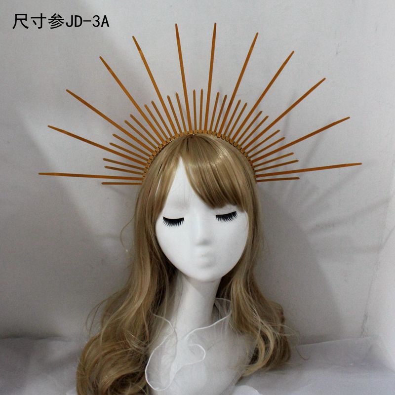 Lolita Headband Halo Headpiece Cosplay Baroque Tiara Crown Women Goddess Mary Sunburst Hair Accessories