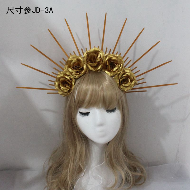 Lolita Headband Halo Headpiece Cosplay Baroque Tiara Crown Women Goddess Mary Sunburst Hair Accessories